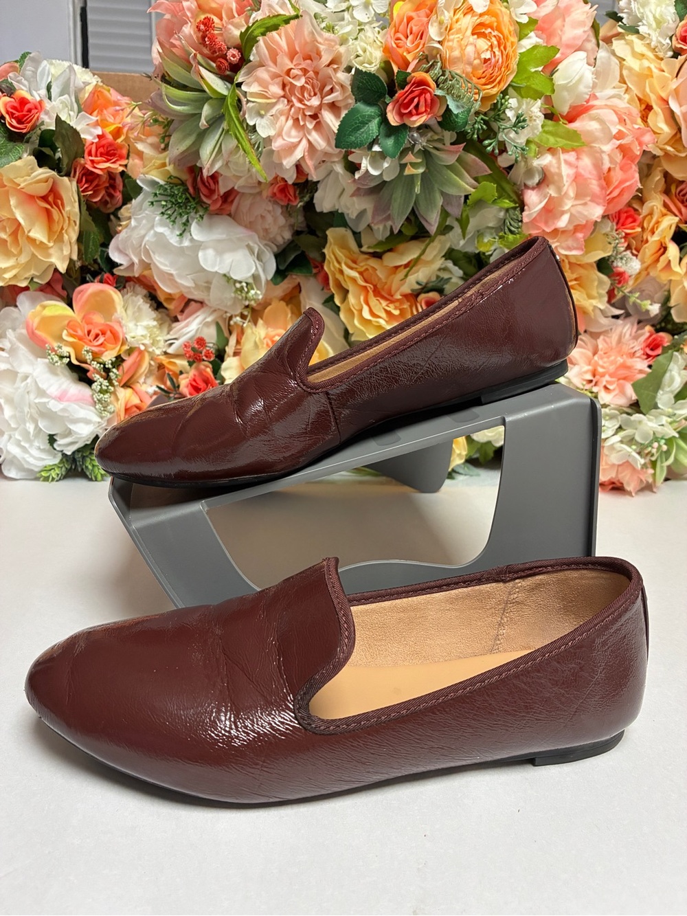 Circus NY by Sam Edelman Crissy Burgundy Glossy Loafer Flats Womens 8.5M